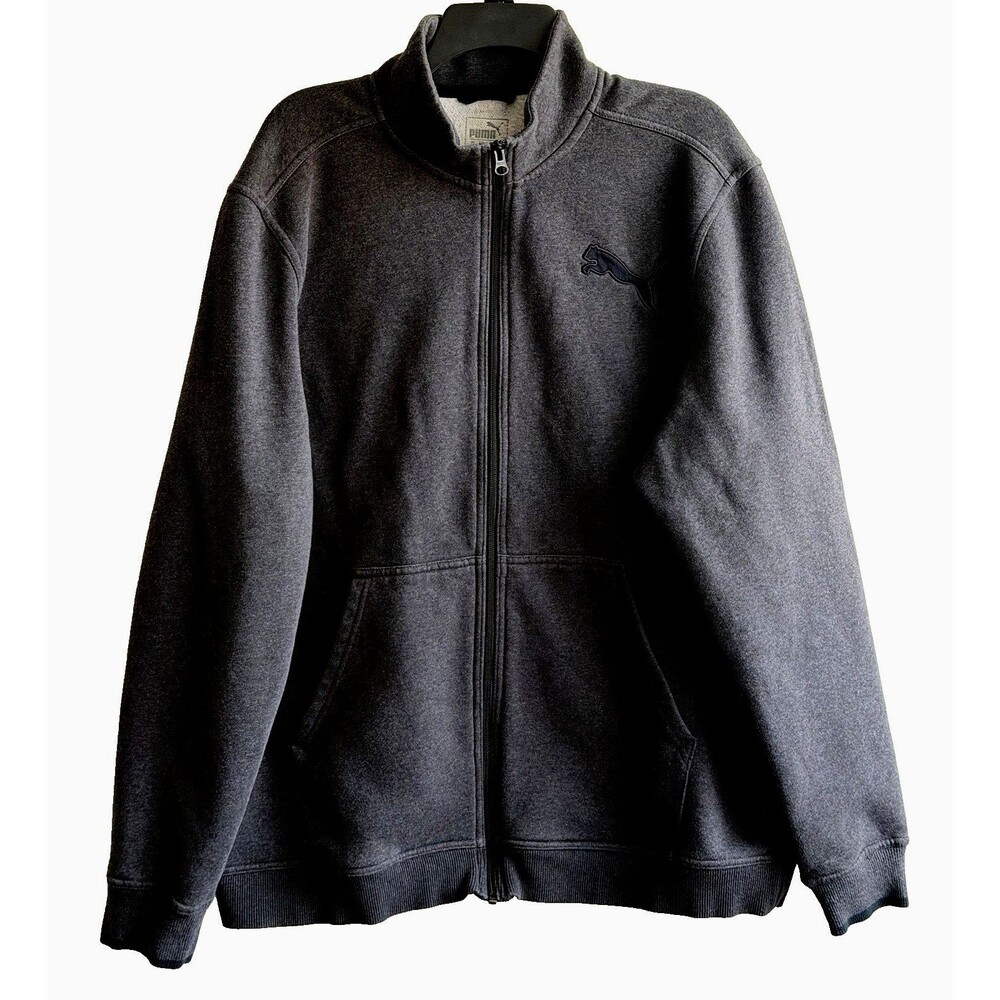 Puma Men's Full Zip Jacket Charcoal Gray Warm Cell Fabric Fleece XXL Athletic
